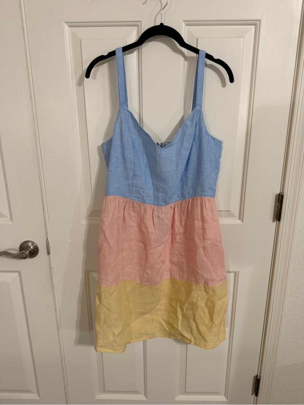 Cynthia Rowley L 100% Linen Pastel Colorblock Sundress Pockets Coastal